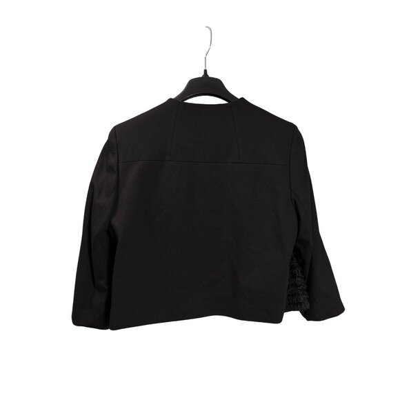 Nine West Black Fringe Open Front Blazer Jacket Womens Size 12 Polyester Blend - Picture 2 of 4